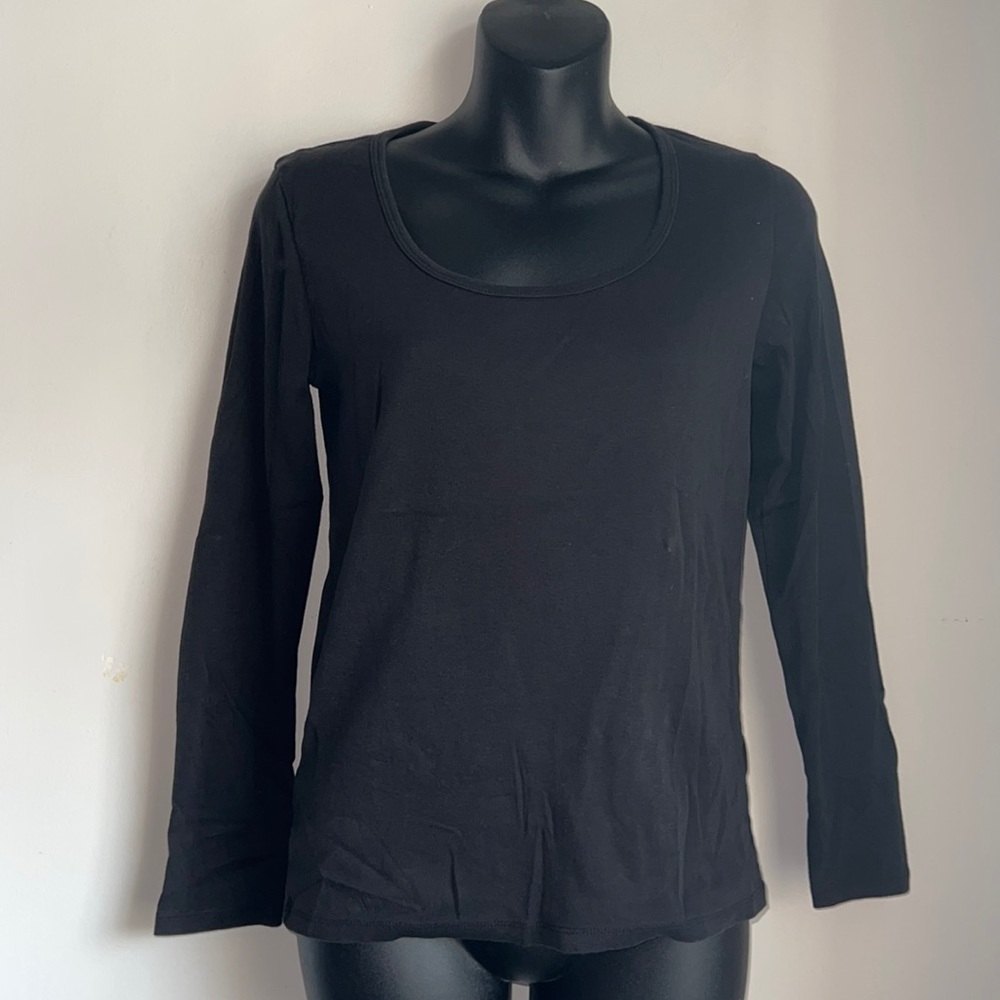J. Crew long sleeve t-shirt top black scoop neck size small casual basic